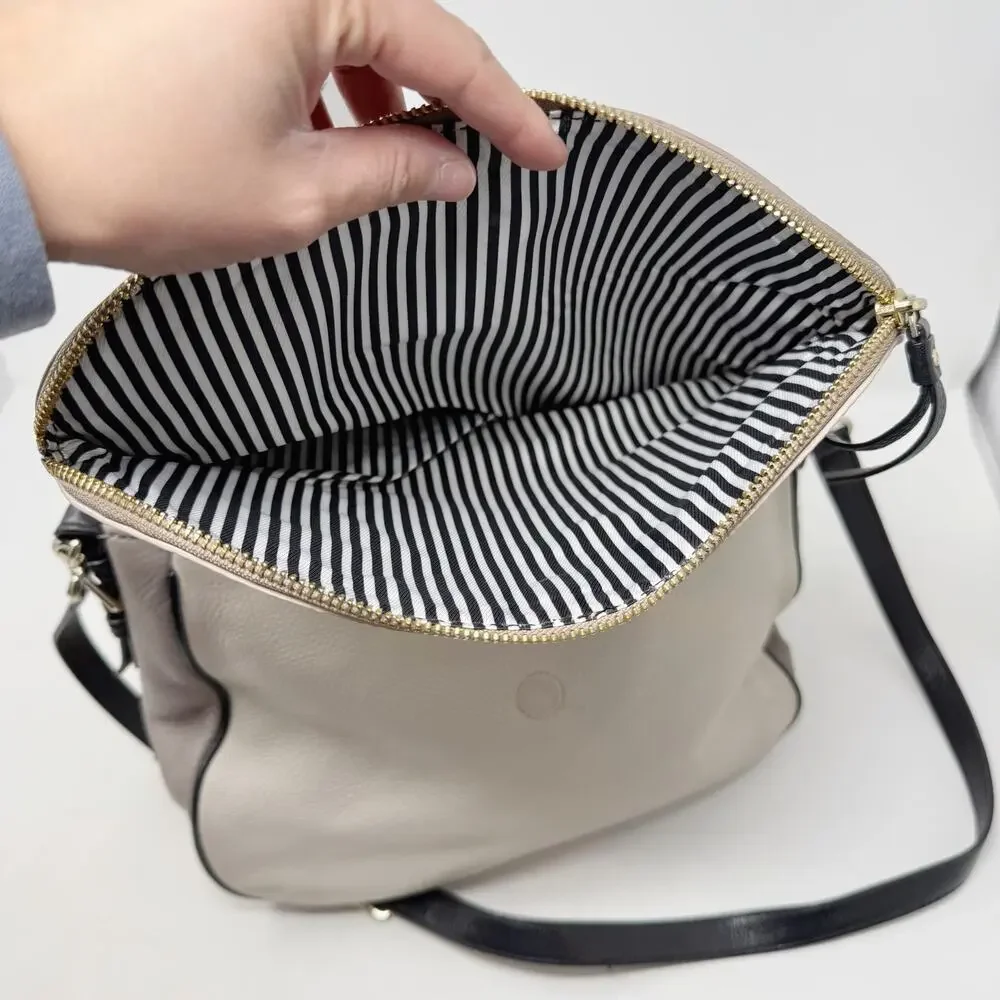 Kate Spade Gray Black Leather Cobble Hill Devin Satchel Bag Purse Crossbody Hobo